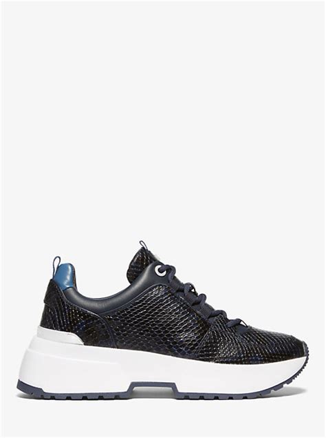 michael michael kors cosmo snake embossed leather trainer|MICHAEL Michael Kors Cosmo Canvas and Snake.